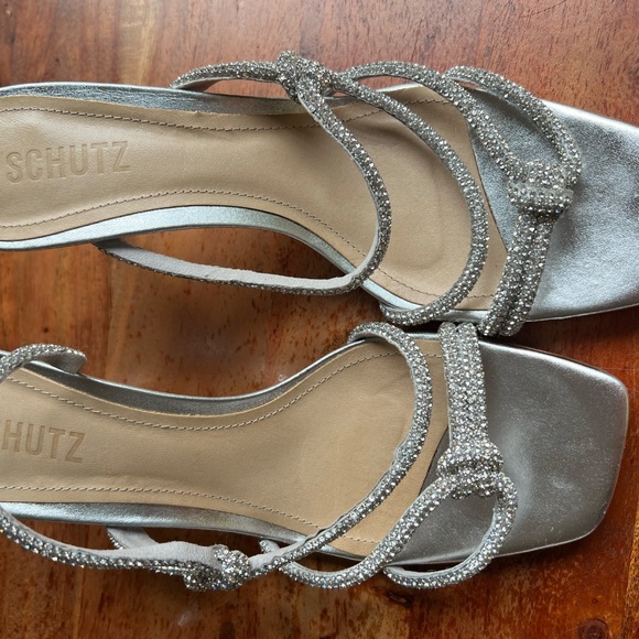 SCHUTZ Metallic Silver Embellished Heels - Picture 3 of 4